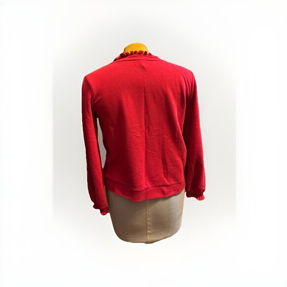 Who What Wear Red‎ Ruffle Mockneck Sweater, Size L, Office Business Casual - Picture 2 of 5